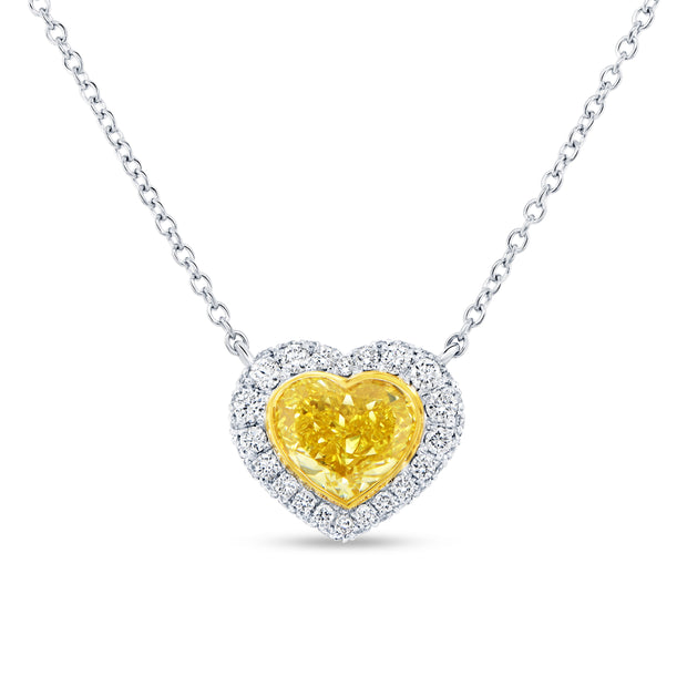 Uneek Natureal Collection Heart Heart Shaped Yellow Diamond Brooch Pendant