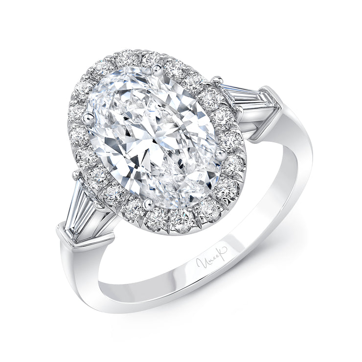 Uneek Signature Collection Halo Oval Shaped Diamond Engagement Ring