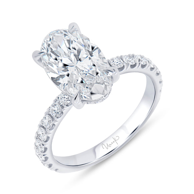 Uneek Signature Collection Under-Halo Oval Shaped Diamond Engagement Ring