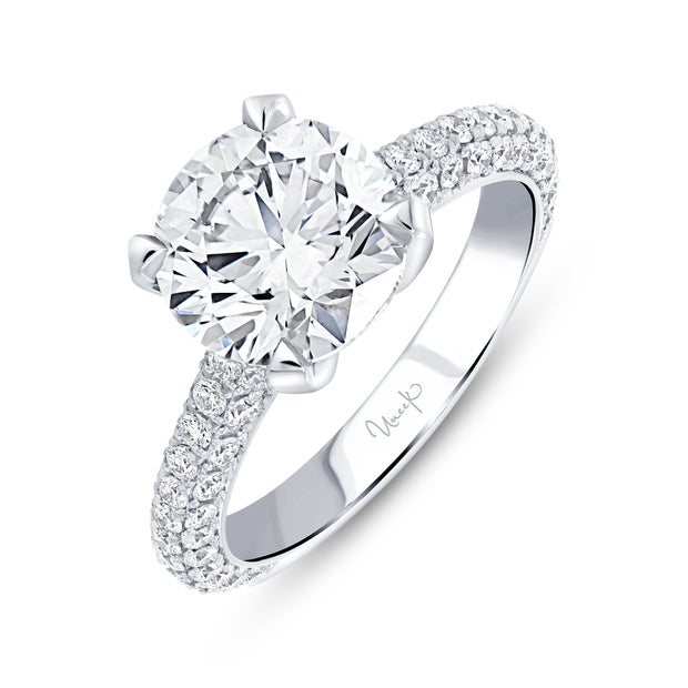 Uneek Signature Collection 3-Sided Round Diamond Engagement Ring