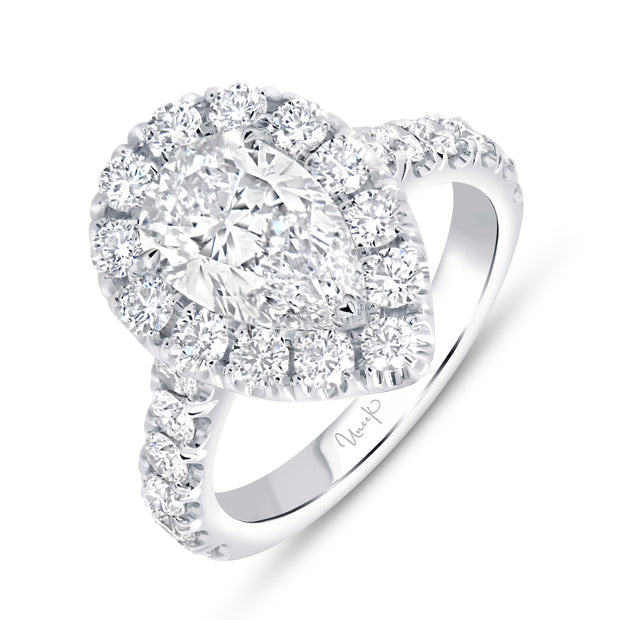 Uneek Signature Collection Single-Halo Pear Shaped Diamond Engagement Ring