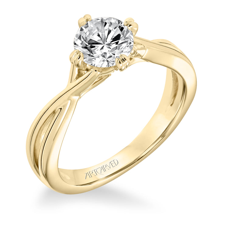 14K Yellow Gold Twist Solitaire