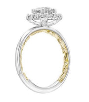 14K TWO TONE DIAMOND HALO ENGAGEMENT RING