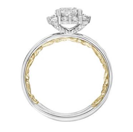 14K TWO TONE DIAMOND HALO ENGAGEMENT RING