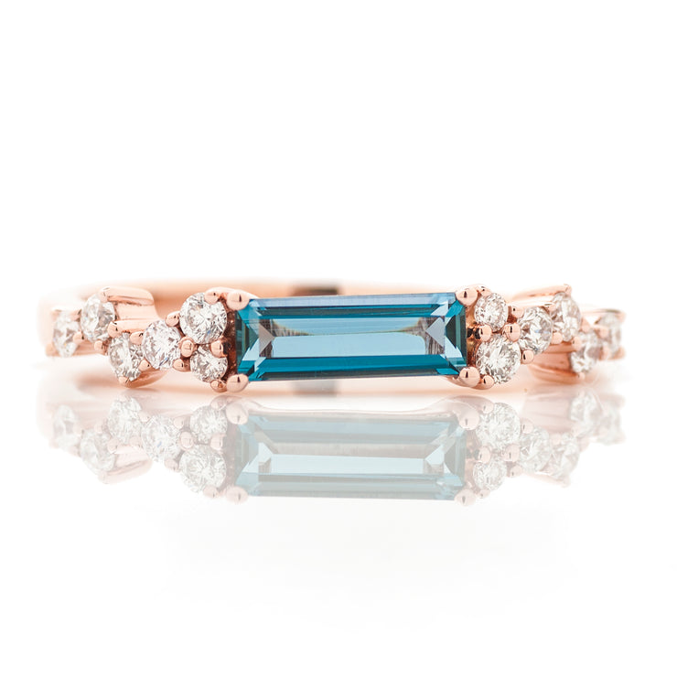 14k Rose Gold London Blue Topaz and Diamond Stackable Ring