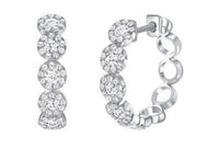 14k White Gold Diamond Halo Hoop Earrings