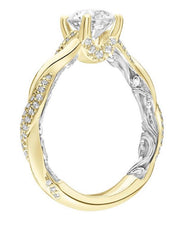 14k Yellow and White Gold Contemporary Twist Diamond Engagement Ring
