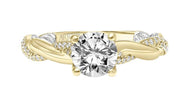 14k Yellow and White Gold Contemporary Twist Diamond Engagement Ring