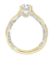 14k Yellow and White Gold Contemporary Twist Diamond Engagement Ring